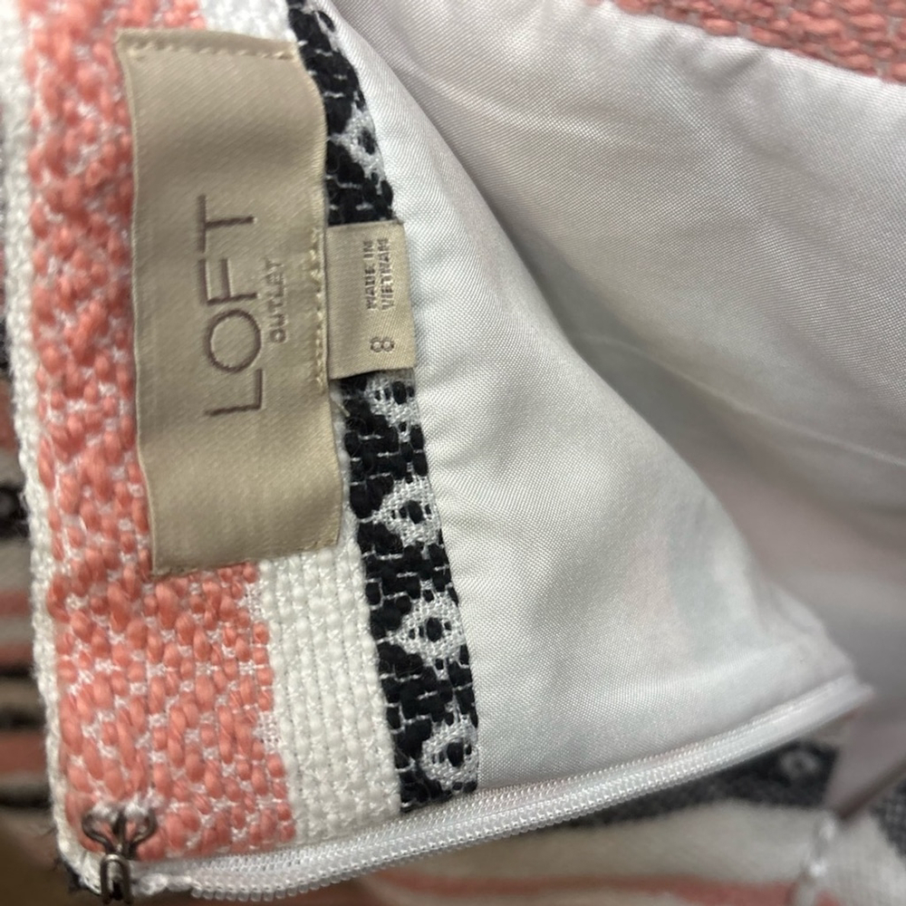 LOFT Striped Woven Mini Skirt Pink Black Boho Women’s Size 8 - Picture 5 of 6